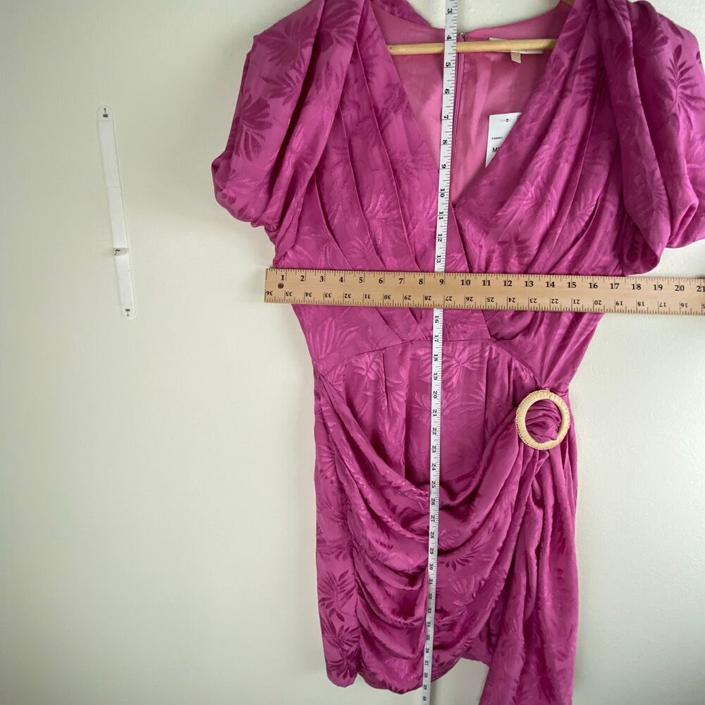 NWT WAYF Attina Faux Wrap Mini Dress Magenta Pink Long Sleeve Medium - Picture 16 of 16